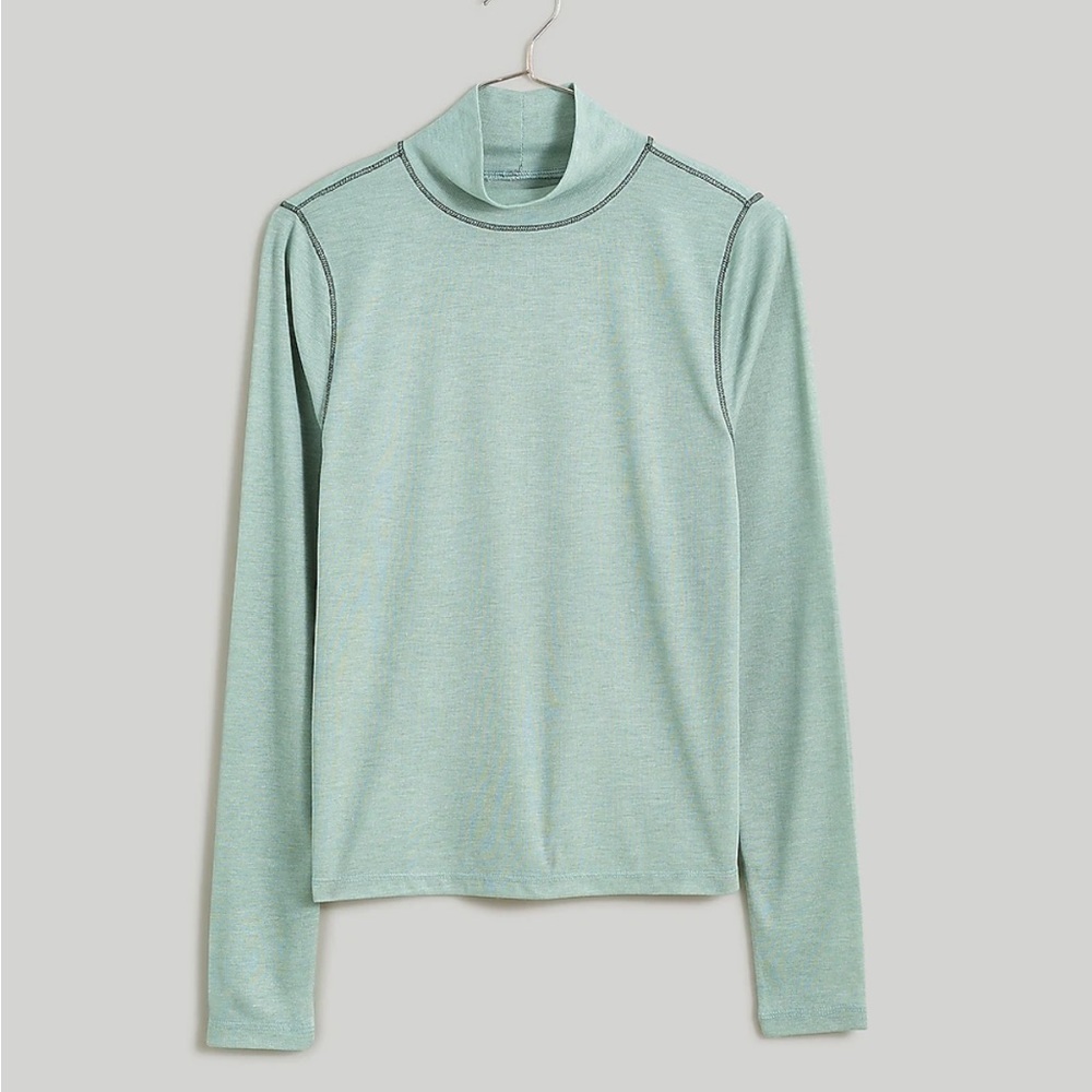 Madewell heather sage breeze Semi-Sheer Mockneck Tee